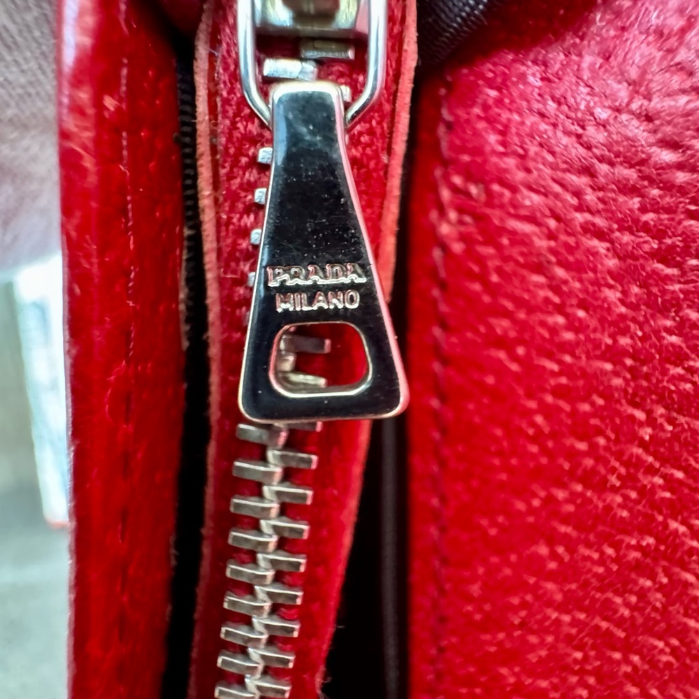 Red Leather Prada Flap Continental Wallet - Picture 7 of 11
